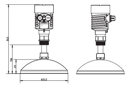 抛物面雷(lei)達物位計(ji)外型尺寸(cun)圖