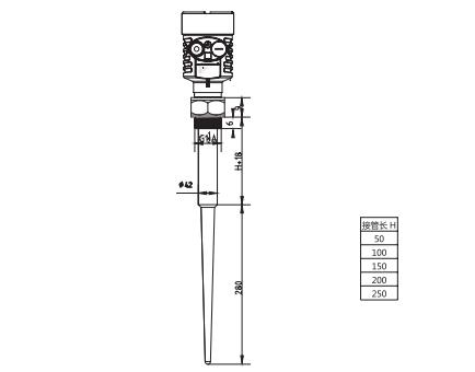 棒式雷(lei)達物位(wei)計外型(xing)尺寸圖(tu)