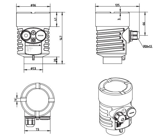 高(gao)溫喇叭天(tian)線雷達物(wu)位計外形(xing)尺寸圖