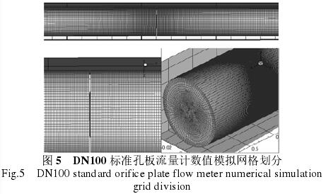 DN100标準(zhun)孔闆流量(liang)計數值模(mo)拟網格劃(hua)分圖