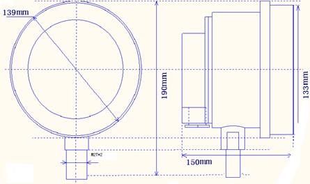 防爆(bao)電接(jie)點雙(shuang)金屬(shu)溫度(du)計外(wai)形尺(chi)寸