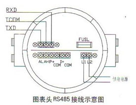 圓表頭RS485接(jie)線示意圖(tu)