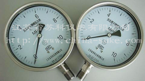 全不(bu)鏽鋼安全(quan)型壓力表(biao)